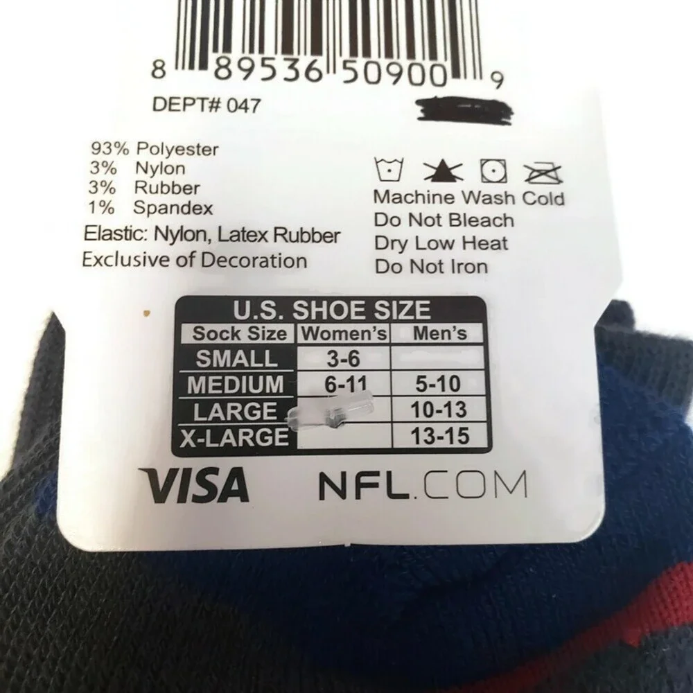 NFL Size Mens Large 10-13 New York Giants Mesh Charcoal Casual Crew Mens Socks